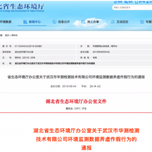 關于武漢市華測檢測技術有限公司環境監測數據弄虛作假行為 ... ...