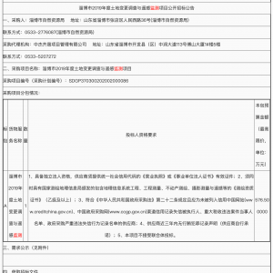 淄博市2019年度土地變更調查與遙感監測項目公開招標公告