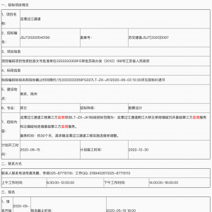 龍潭過江通道工程第三方監測項目招標公告