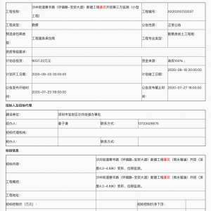 沙井街道寮豐路（環鎮路-寶安大道）新建工程基坑開挖第三方監測（小型工程）招標公告 ...