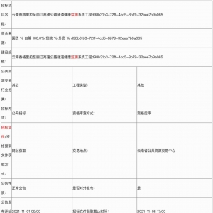 云南香格里拉至麗江高速公路隧道健康監測系統工程招標公告 ... ...