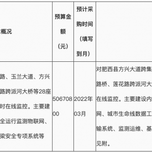 肥西縣城市管理局2022年3月政府采購意向公示
