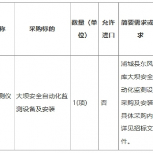 浦城縣東風水庫大壩安全自動化監測試點項目公開招標招標公告 ...